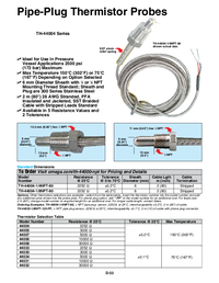 Thumbnail of document Data Sheet - TH-44004 Pipe Plug Thermistor Probe w/NPT Fitting & Lead Wire